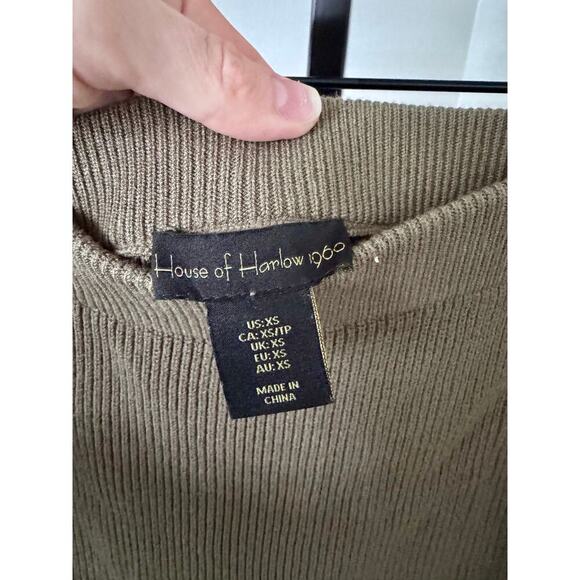 House of Harlow 1960 Green Ribbed Stretch Midi Skirt - Picture 4 of 5